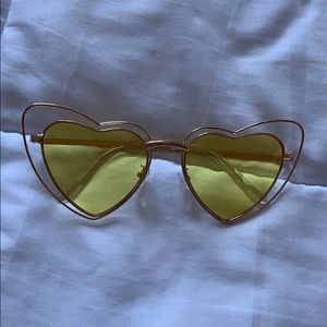 Yellow heart shaped sunglasses